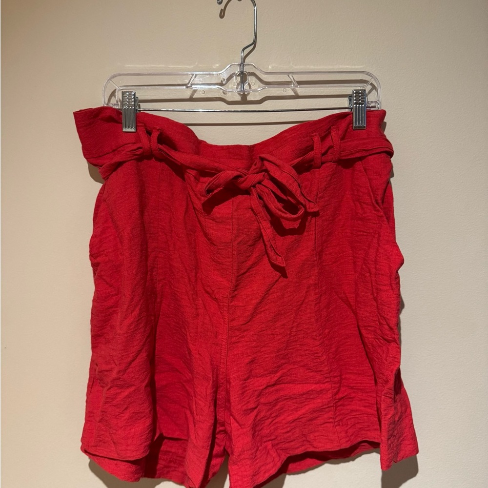 Maurices Red High Waist Paper-Bag Shorts